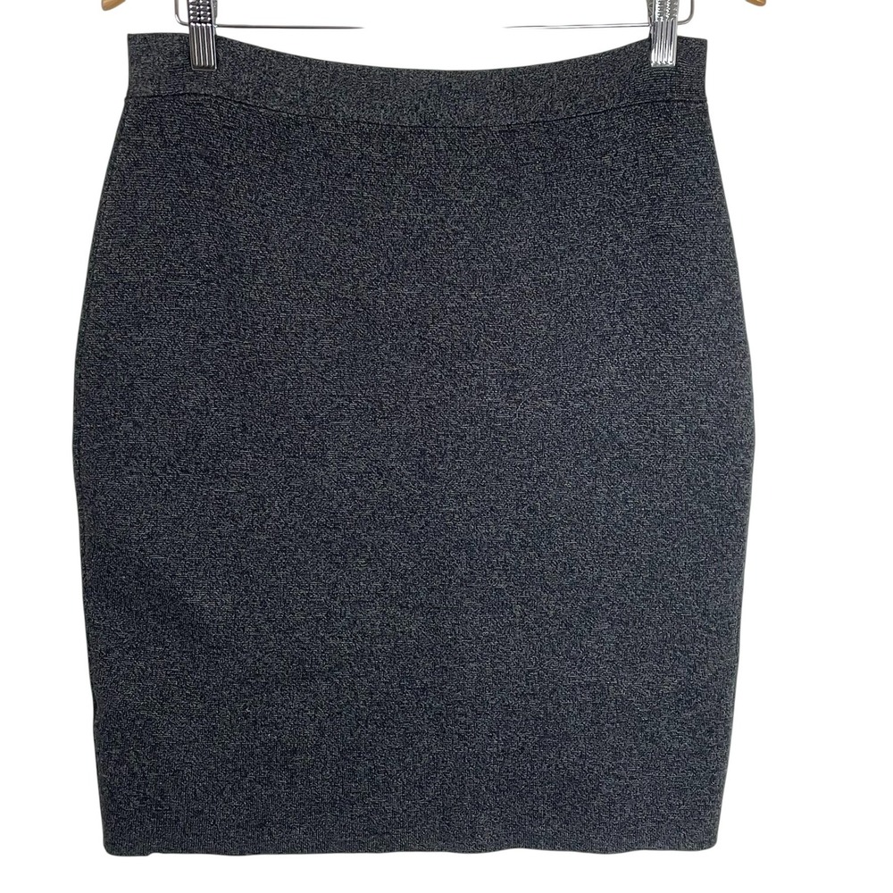 Eileen Fisher Medium Charcoal Knit Pencil Skirt Stretch Lyocell Wool